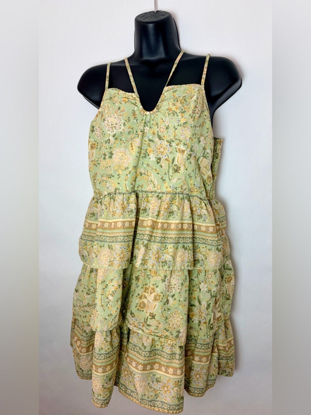 ❣️SOLD❣️ AMERICAN EAGLE OUTFITTERS TIERED HALTER 100% COTTON DOUBLE STRAP DRESS - Picture 5 of 10